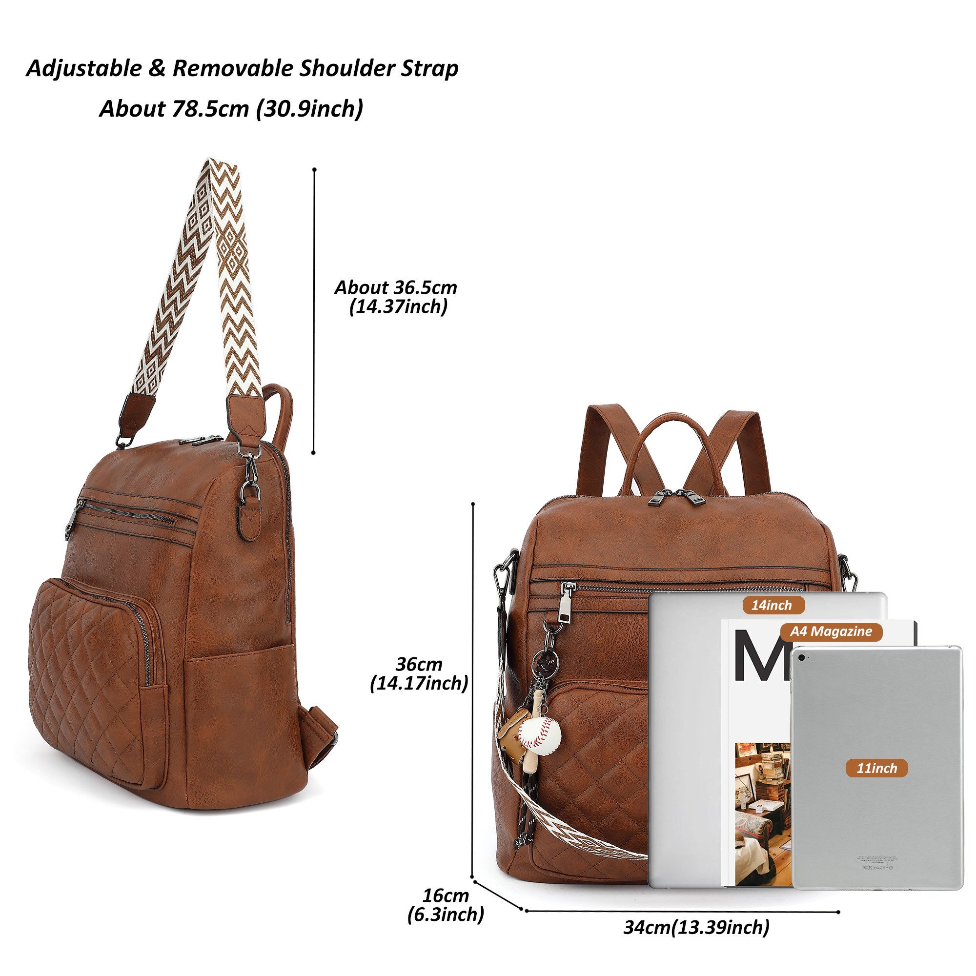 TAN.TOMI Cityrucksack Damen Rucksack Wasserdicht Anti-Diebstahl PU Mode Reisen, klein Handtasche Schultertasche 2 in 1 für Reise Outdoor