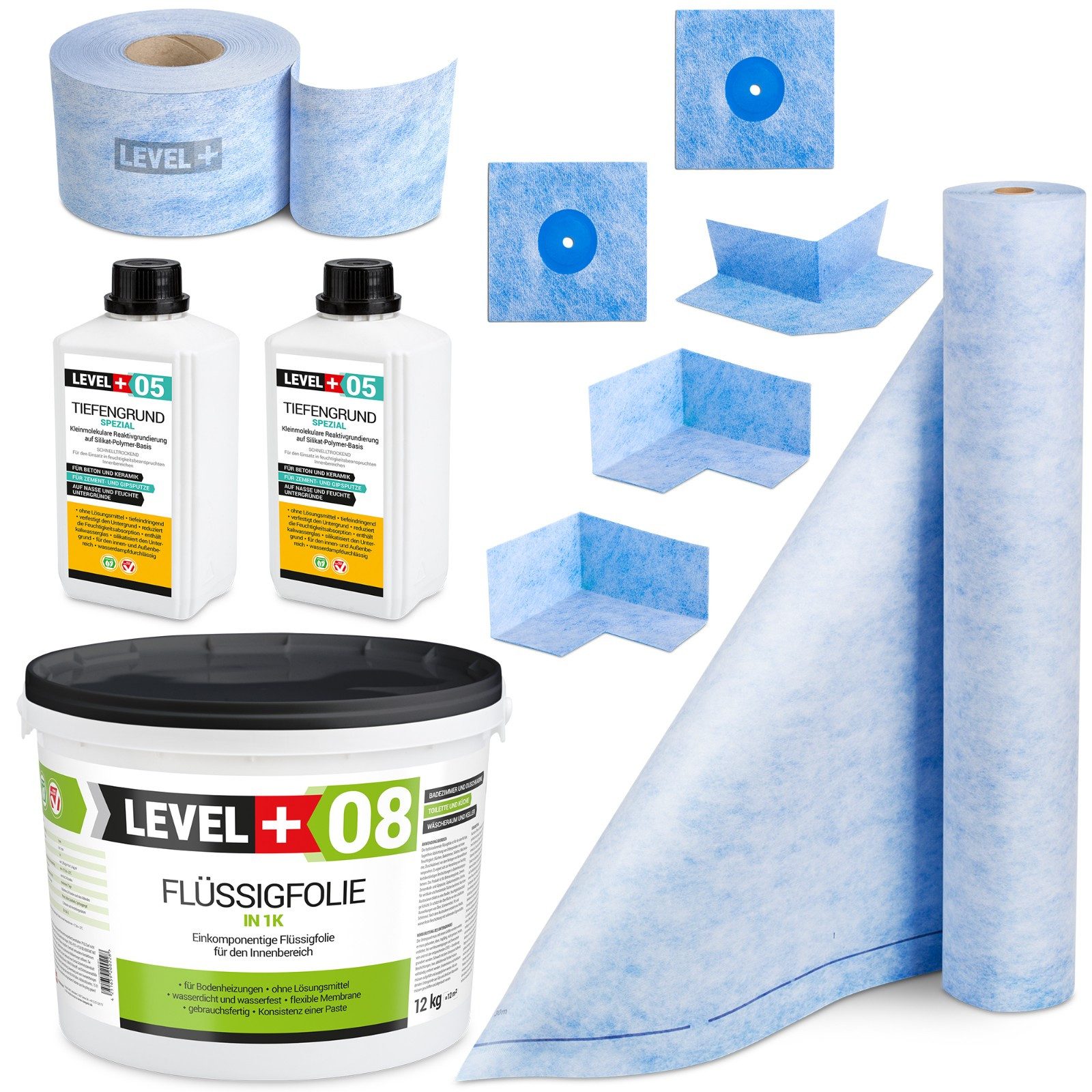 Level+ Dichtstoff Dichtset für Duschabdichtung Bad Dichtband Flüssigfolie 1 günstig online kaufen