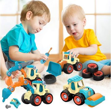 RefinedFlare Spielzeug-Auto Baggerspielzeug für Jungen, 4-in-1-Baubagger-Set, (4-tlg)