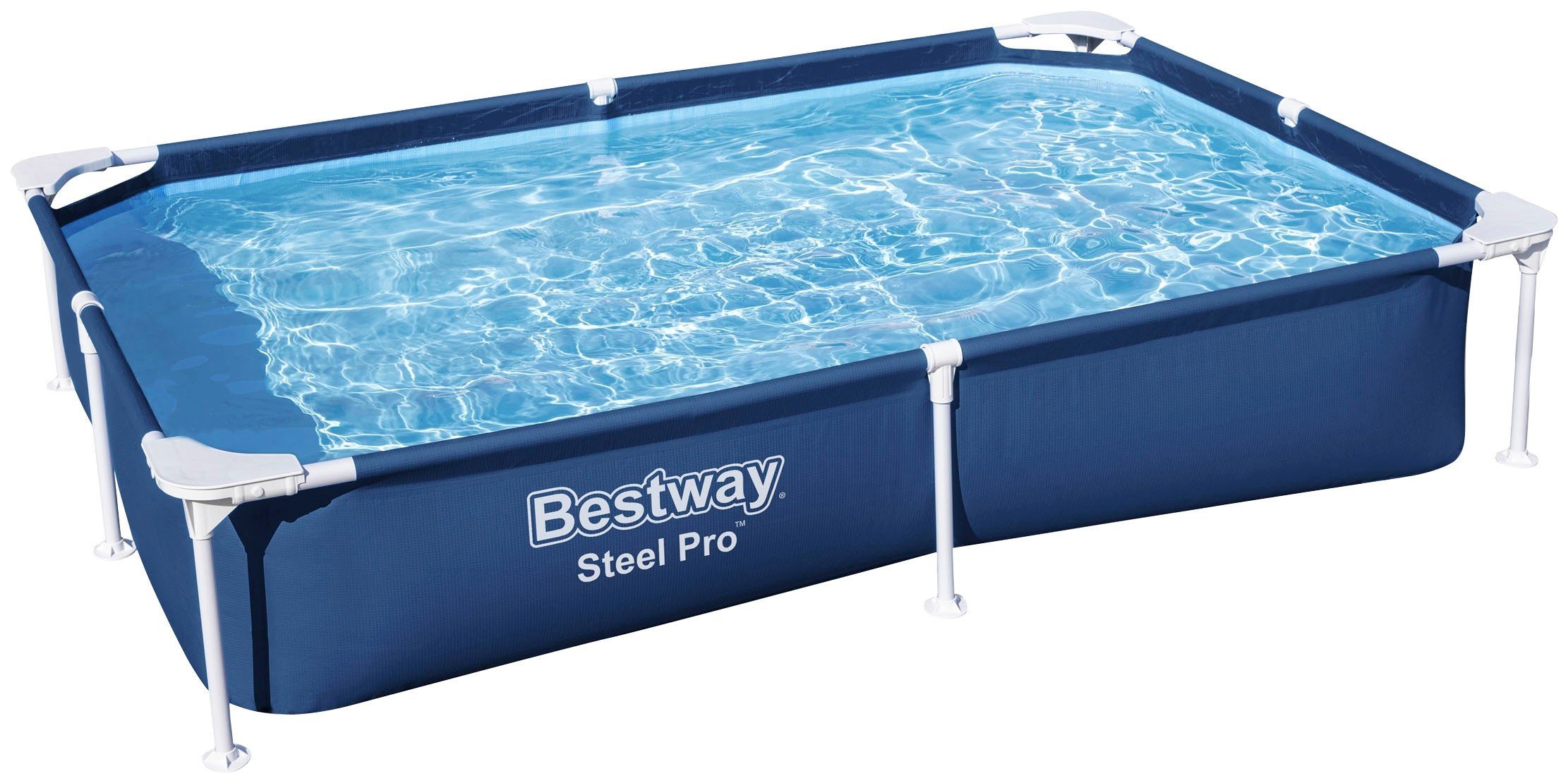 Bestway Rechteckpool »Steel Pro™«, Frame Pool ohne Pumpe 221x150x43 cm,  dunkelblau