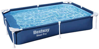 Bestway Rechteckpool Steel Pro™, Frame Pool ohne Pumpe 221x150x43 cm, dunkelblau