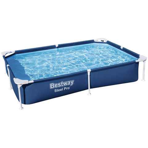 Bestway Framepool Steel Pro™, Frame Pool ohne Pumpe 221x150x43 cm, dunkelblau