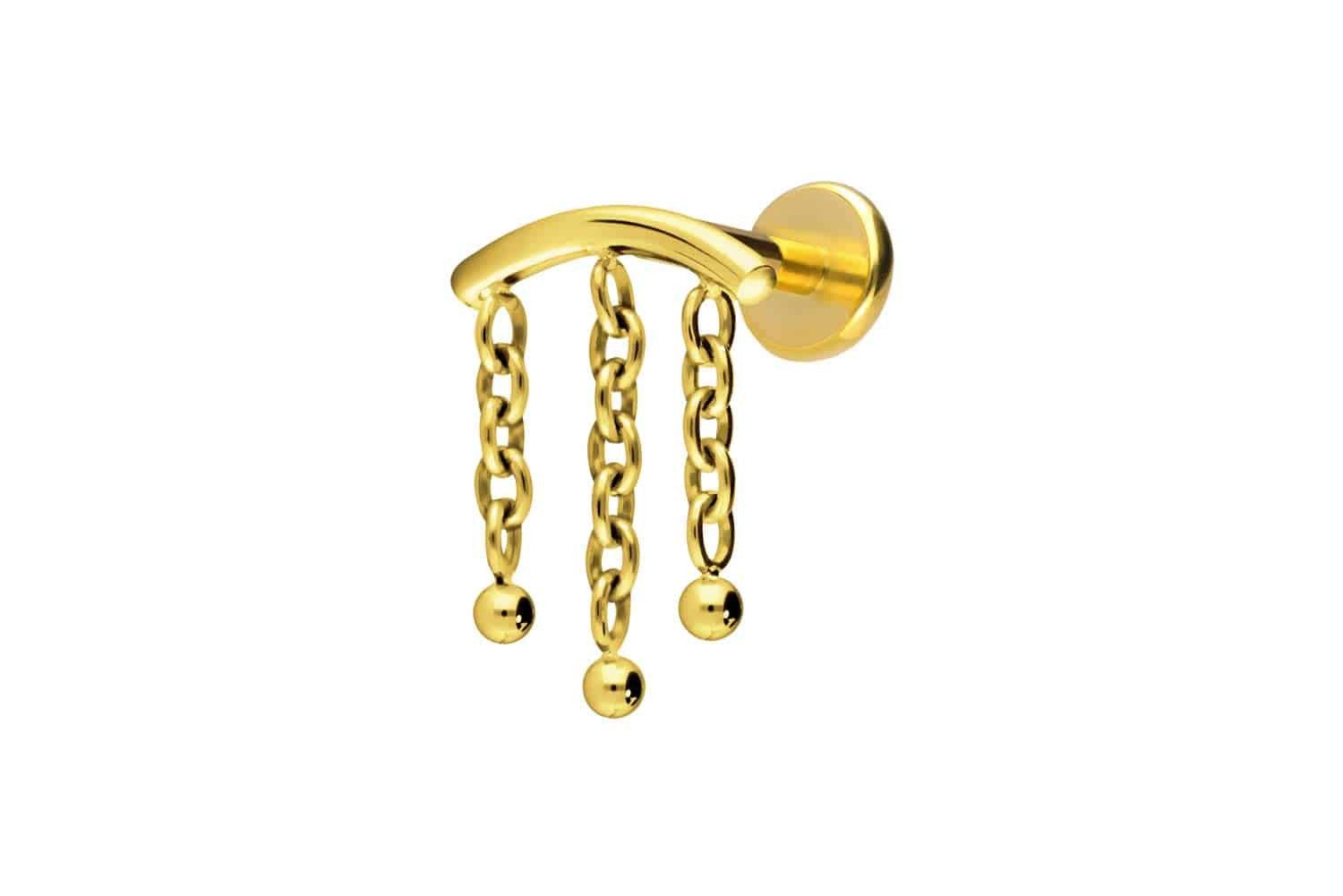 Piercing-Set Titan Labret mit Push Fit BOGEN + 3 KETTEN