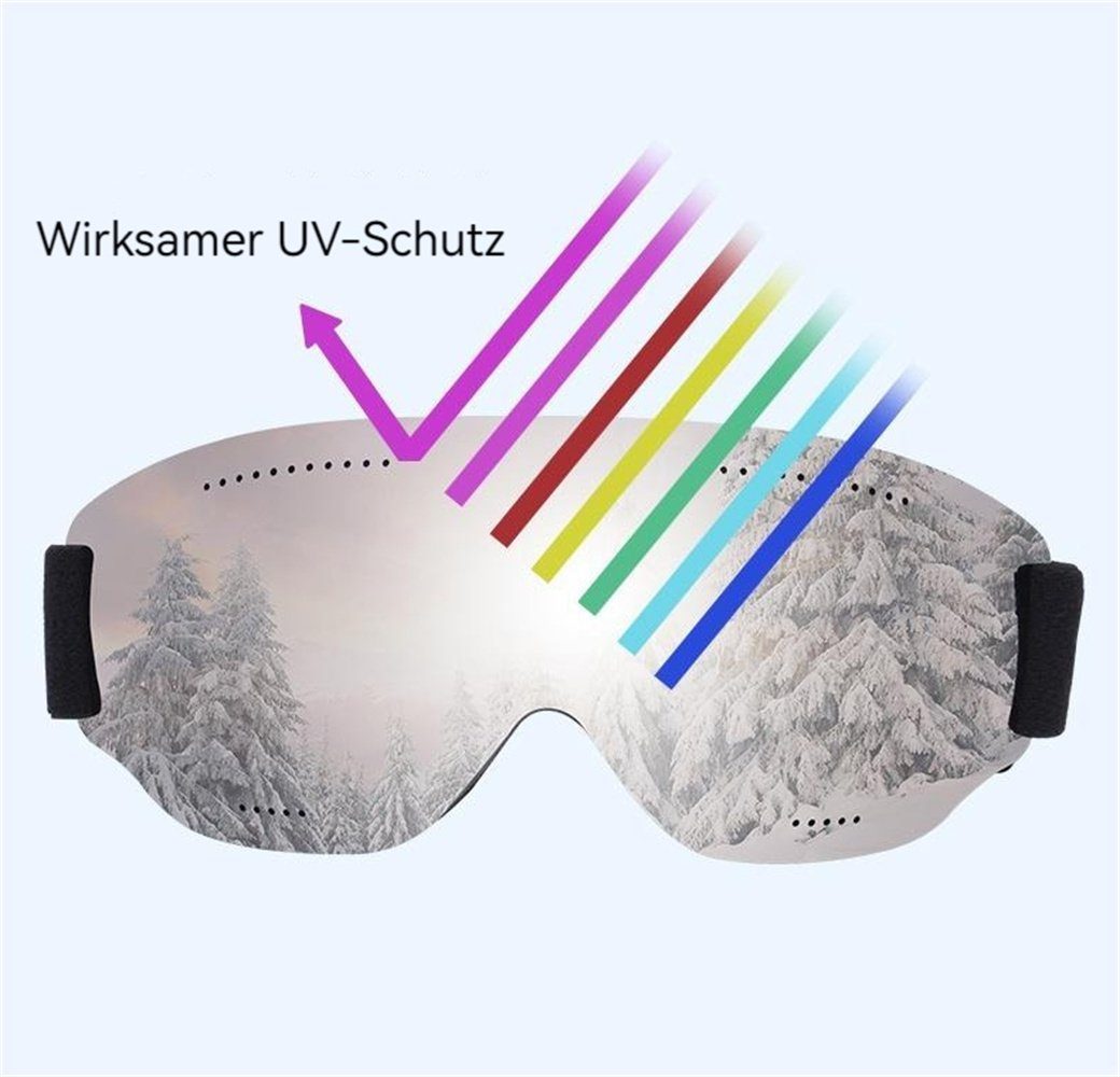 Erwachsene Sportbrille Skibrille Frauen wind und Rouemi Silberfarben Skibrille,Männer schneesichere