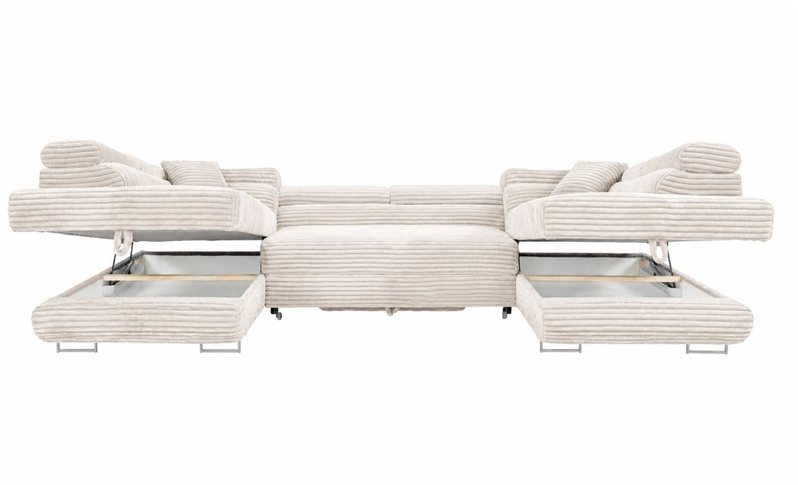 Labett Wohnlandschaft mit Schlaffunktion & Bettkasten GUSTAVO U-Form Sofa aus Cord – Bild 4 von 5