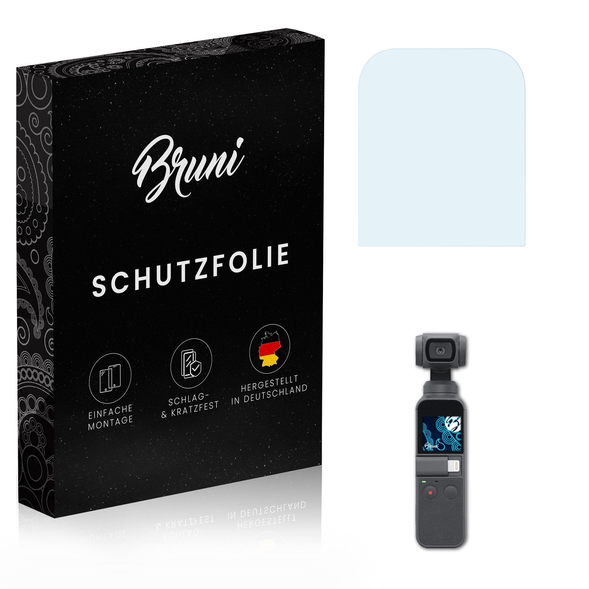 Bruni Schutzfolie Glasklare Displayschutzfolie für DJI Osmo Pocket, (2 Folien), praktisch unsichtbar