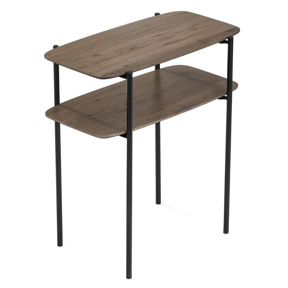 LebensWohnArt Konsolentisch Moderner Beistelltisch PINA 60cm taupe Pinien-Optik Pflanzsäule