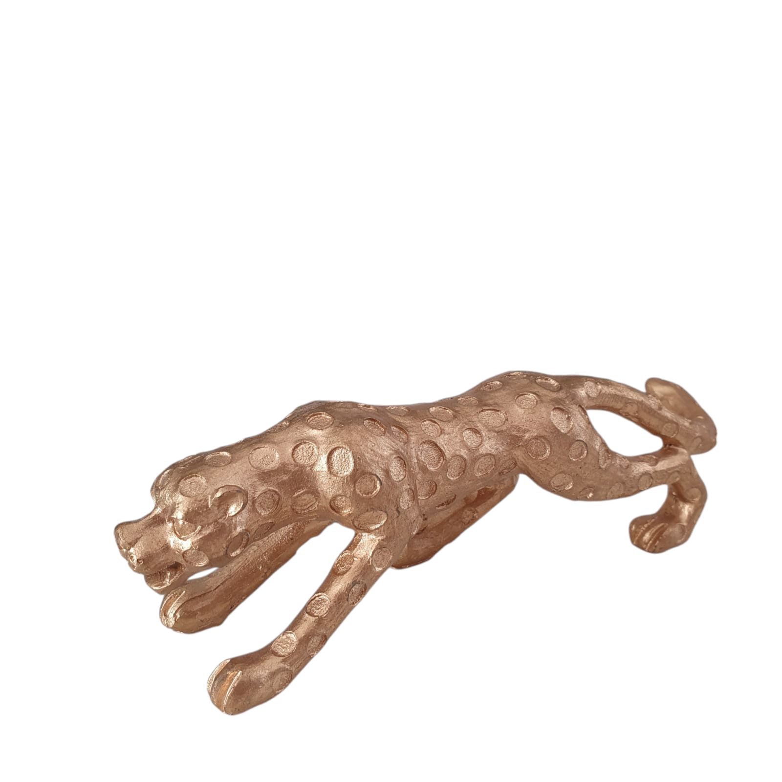 Tierfigur Leoparden Figur im Goldton 15 cm lang