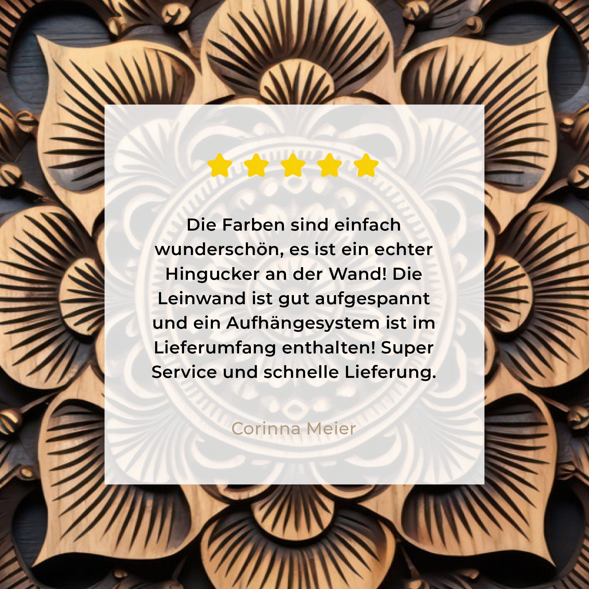 OneMillionCanvasses® Leinwandbild Mandala - Holz - Blumen - Braun, Fotodruck (1 St), Schlafzimmer Deko Aesthetic, Bilder über Bett, 20x30 cm – Bild 5 von 5