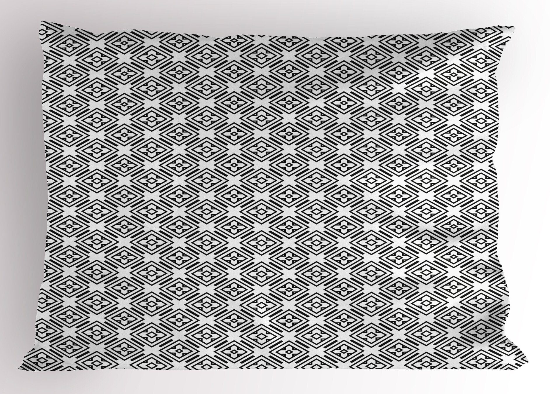 Kopfkissenbezug, Gedruckter (1 Rhombus Stück), geometrische Size Standard Abakuhaus Vintage-Konzept Kissenbezüge Dekorativer