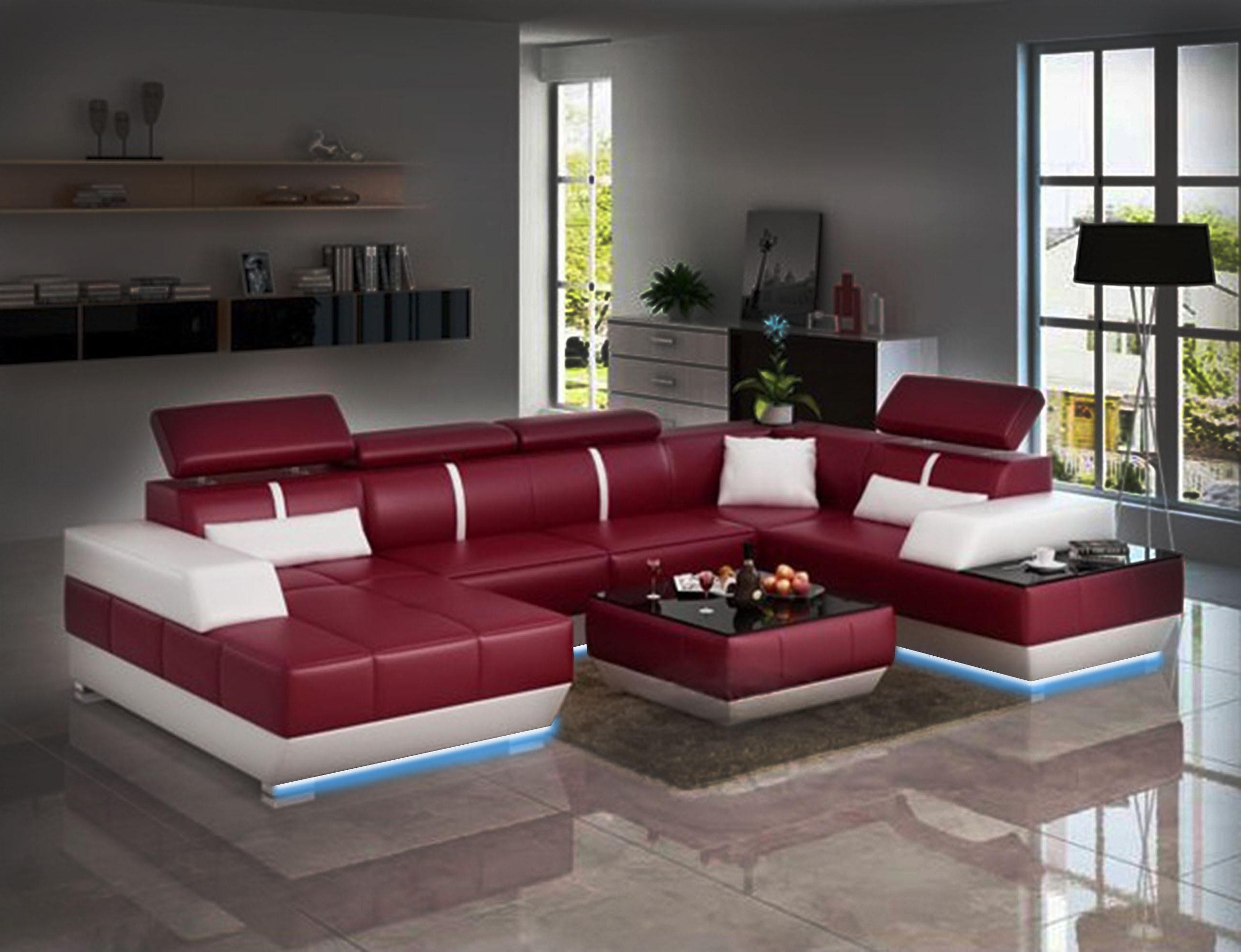 JVmoebel Wohnlandschaft Designer Sofa + USB,Polster Garnitur Ledersofa Sofas Neu, Made in Europa