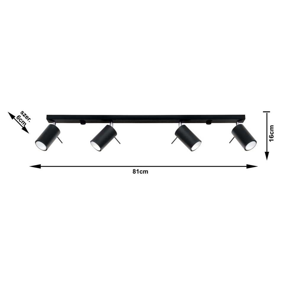 Spots cm Stahl schwenkbare nicht Deckenlampe inklusive, Schwarz 80 Deckenleuchte etc-shop Deckenspot, L LED Leuchtmittel