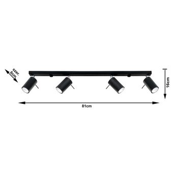 etc-shop LED Deckenspot, Leuchtmittel nicht inklusive, Deckenleuchte Deckenlampe Schwarz Stahl schwenkbare Spots L 80 cm