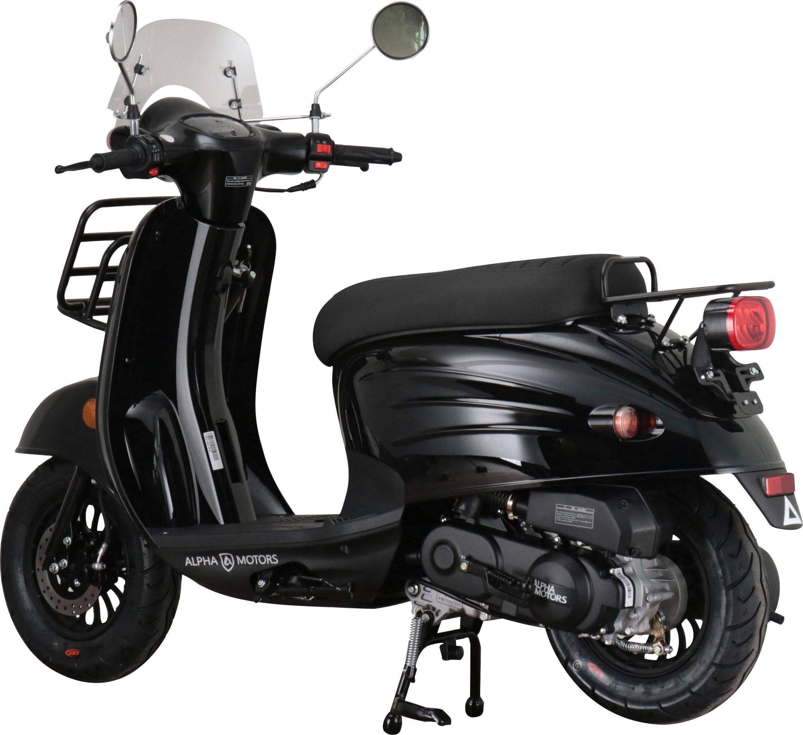 Alpha Motors Motorroller Adria, 50 ccm, 45 km/h, Euro 5, (inkl. Windschild), mit Lenkerschloss und Windschild