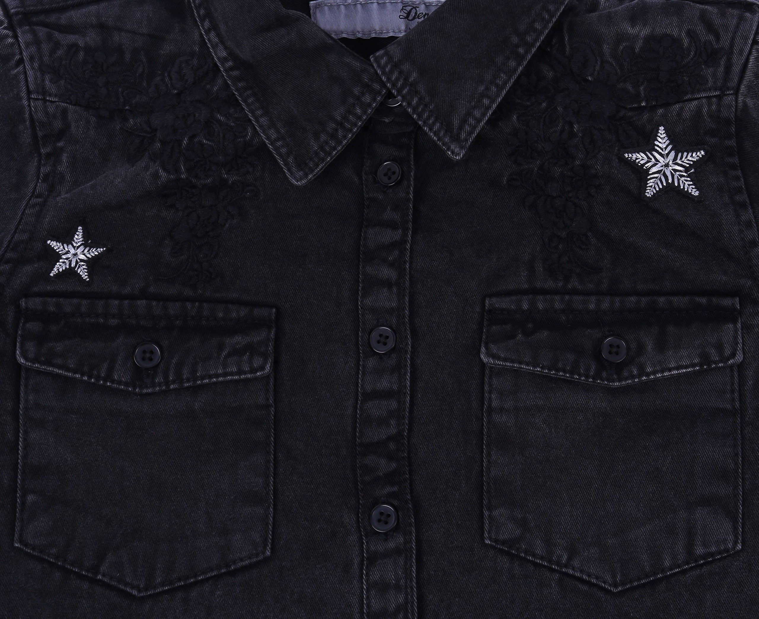 Sarcia.eu Langarmhemd Jeanshemd feine Baumwolle Aufnäher Stickerei DENIM CO 2-3 Jahre