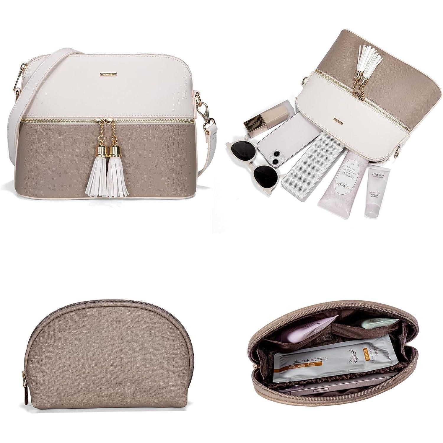 LuxusKollektion Handtasche Damen Handtasche Shopper Schultertasche groß Leder 3-teilig