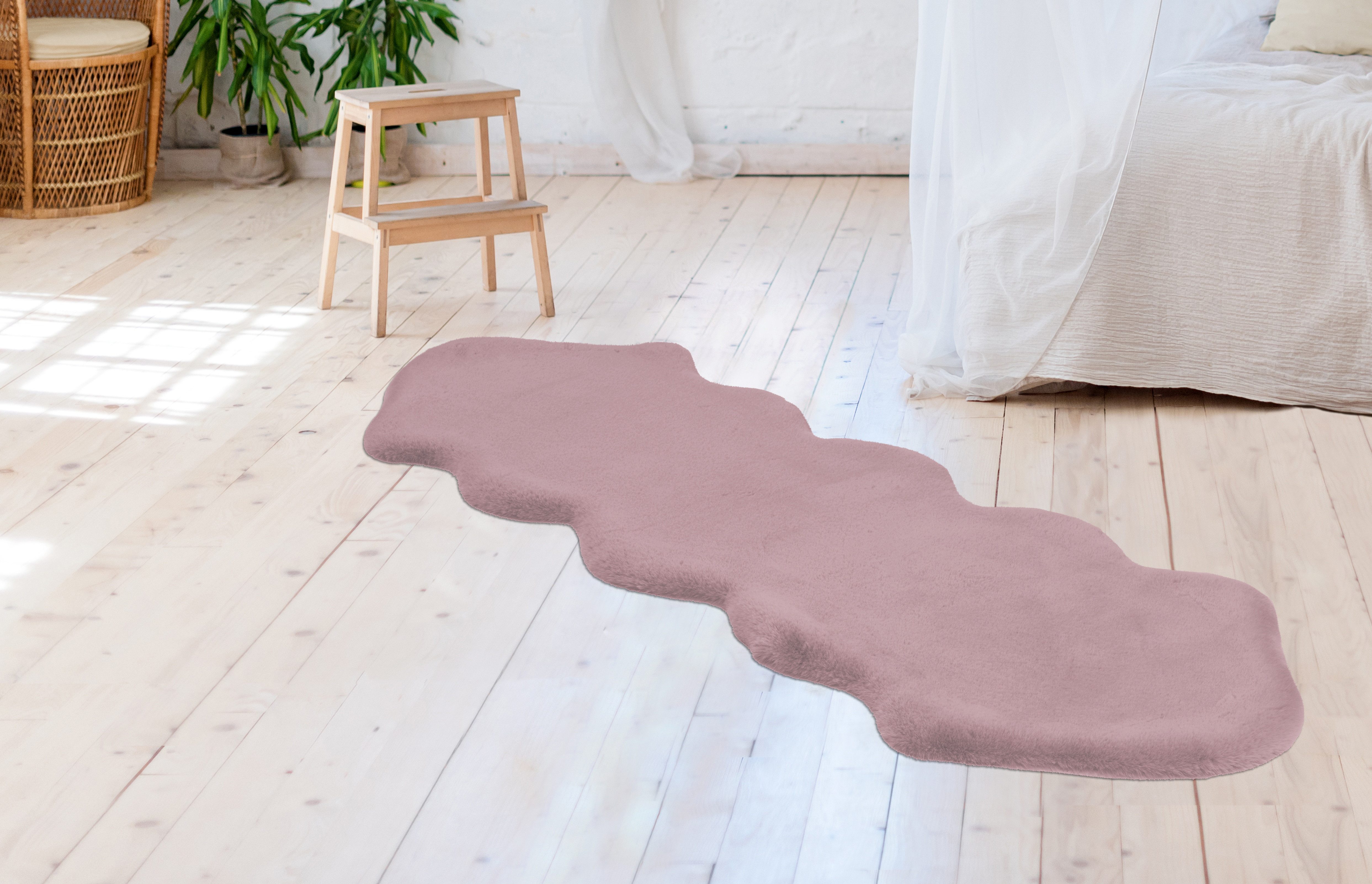 Arte Espina Fellteppich Rabbit 300, fellförmig, Höhe: 35 mm, Kunstfell, Kaninchenfell-Haptik, supersoft, ideal als Bettvorleger