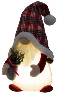 Christmas Paradise Weihnachtsfigur sitzender Wichtel 34cm (48cm) mit Beleuchtung (Dekofiguren, 2 St., im Set), LED Gnom Doppelpack, 2 Designs Grau-Weiß/Rot-Weiß, Weihnachtsdeko
