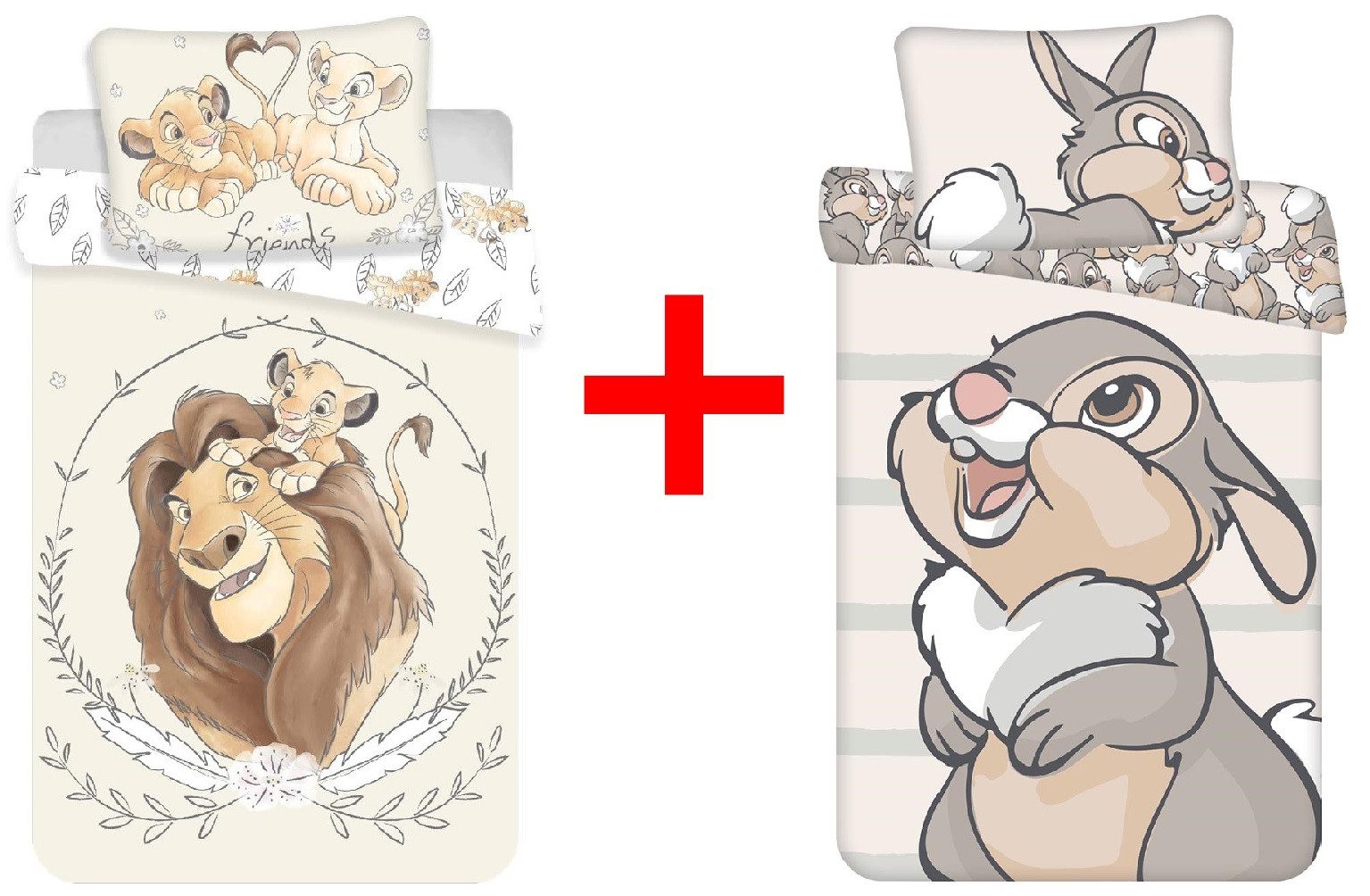 Disney Kinderbettwäsche Disney König der Löwen + Klopfer Kinderbettwäsche 100x135cm Set, Renforcé, 2 teilig