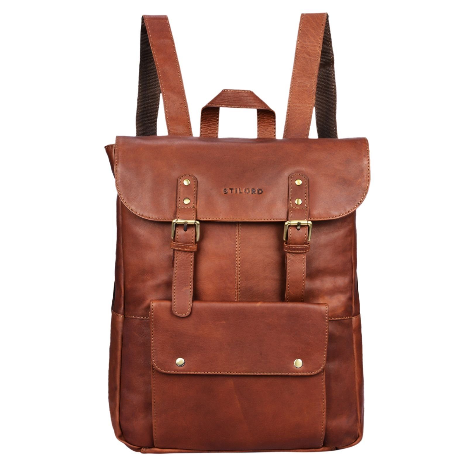 STILORD Notebook-Rucksack "Manila" Vintage Leder Rucksack Damen Herren mit Laptopfach 15 16"
