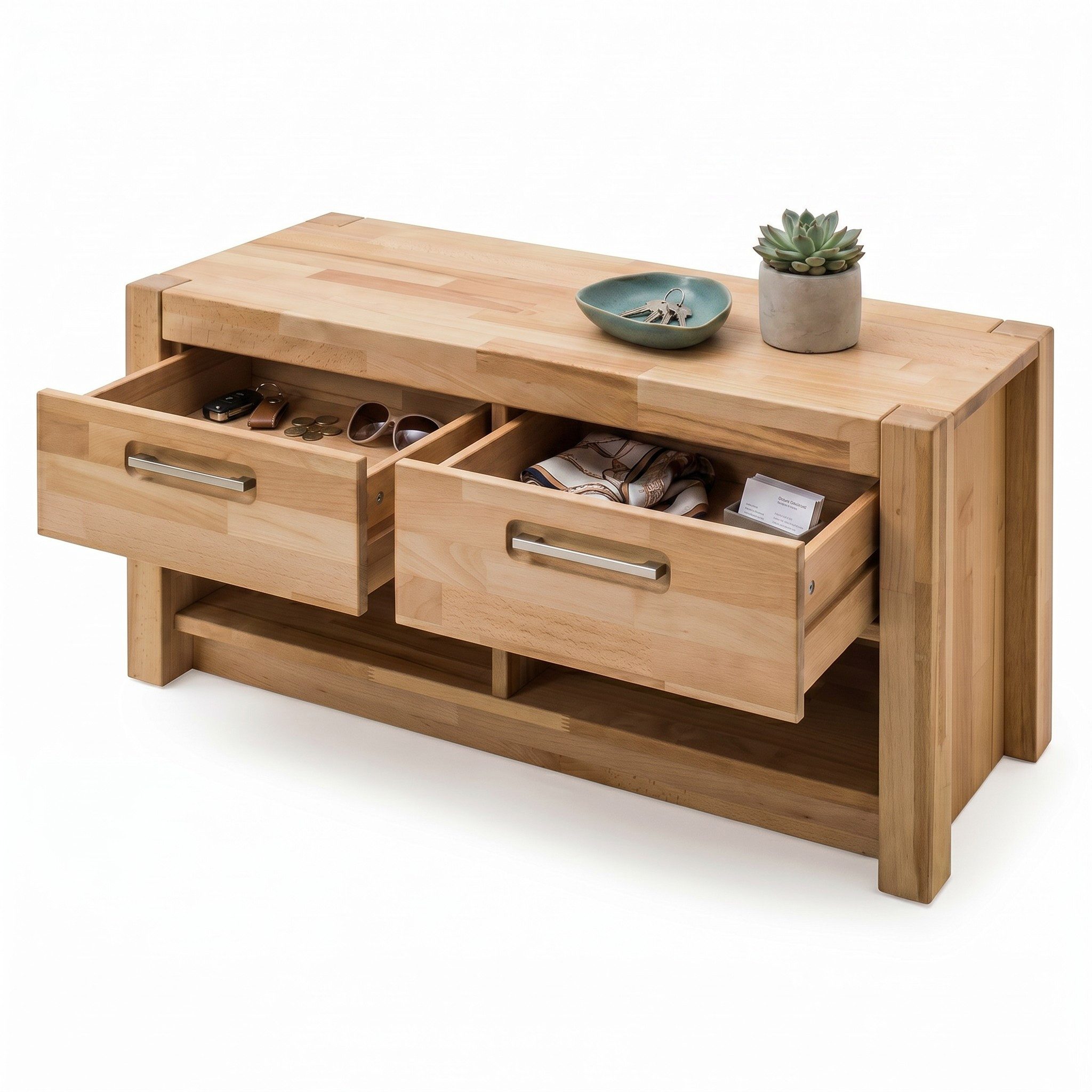 bv-vertrieb Garderobenschrank elegante Garderobenbank Kernbuche Schuhbank 100x43x40 #3851