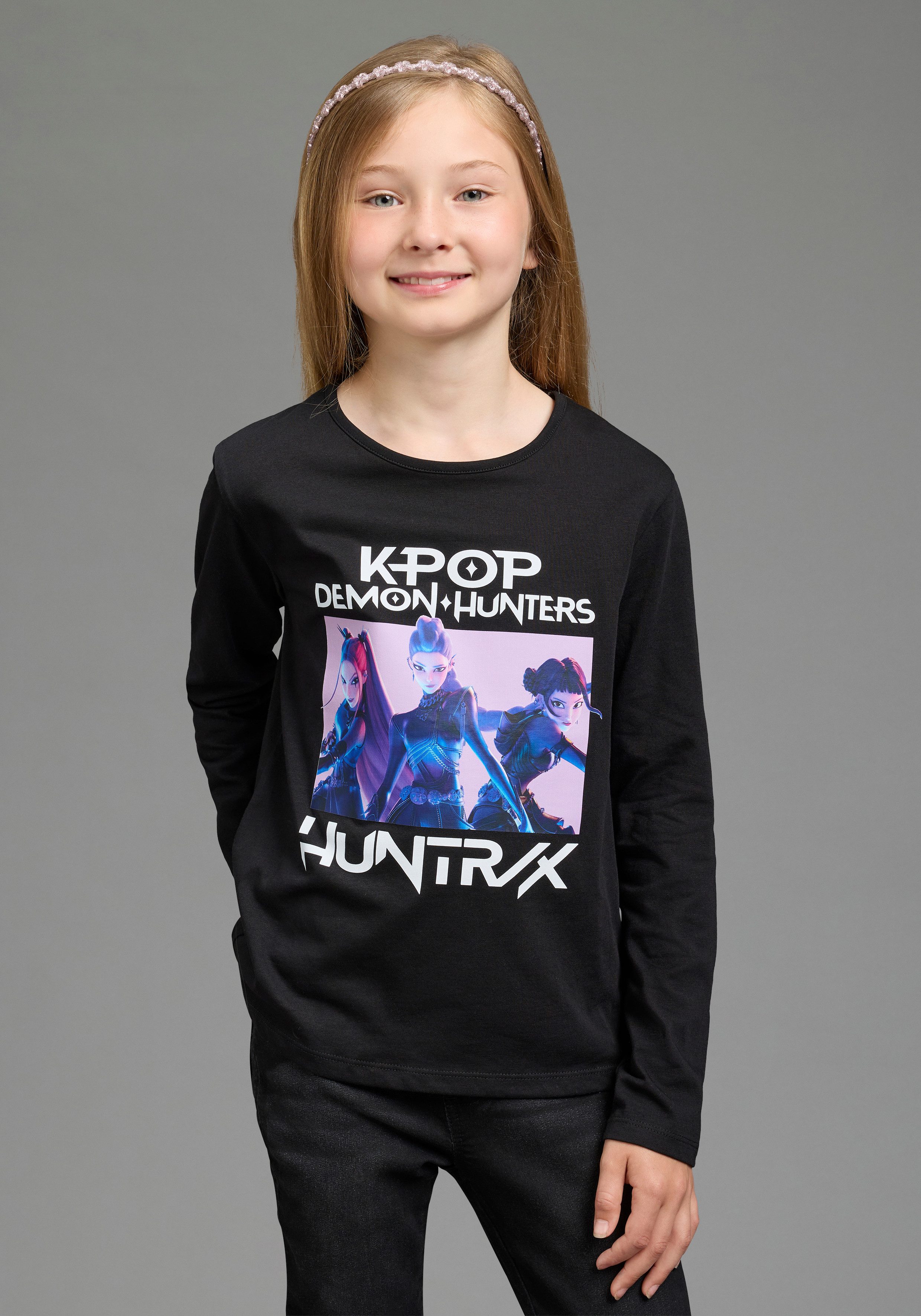 KIDSWORLD Langarmshirt K-POP DEMON HUNTERS Shirt hüftlang, mit Rundhalsausschnitt, Basic Passform