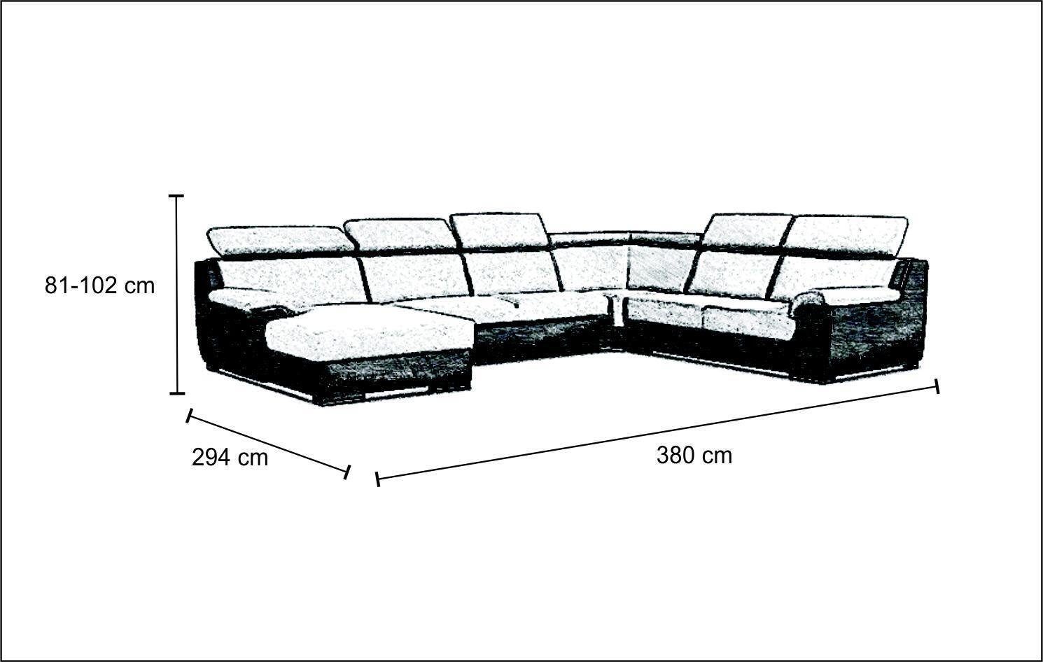 Möbel, Graues Textil Grau/Schwarz Couch Relax Europe Ecksofa JVmoebel Sofas in U-form Made Sitz Polster Ecksofa
