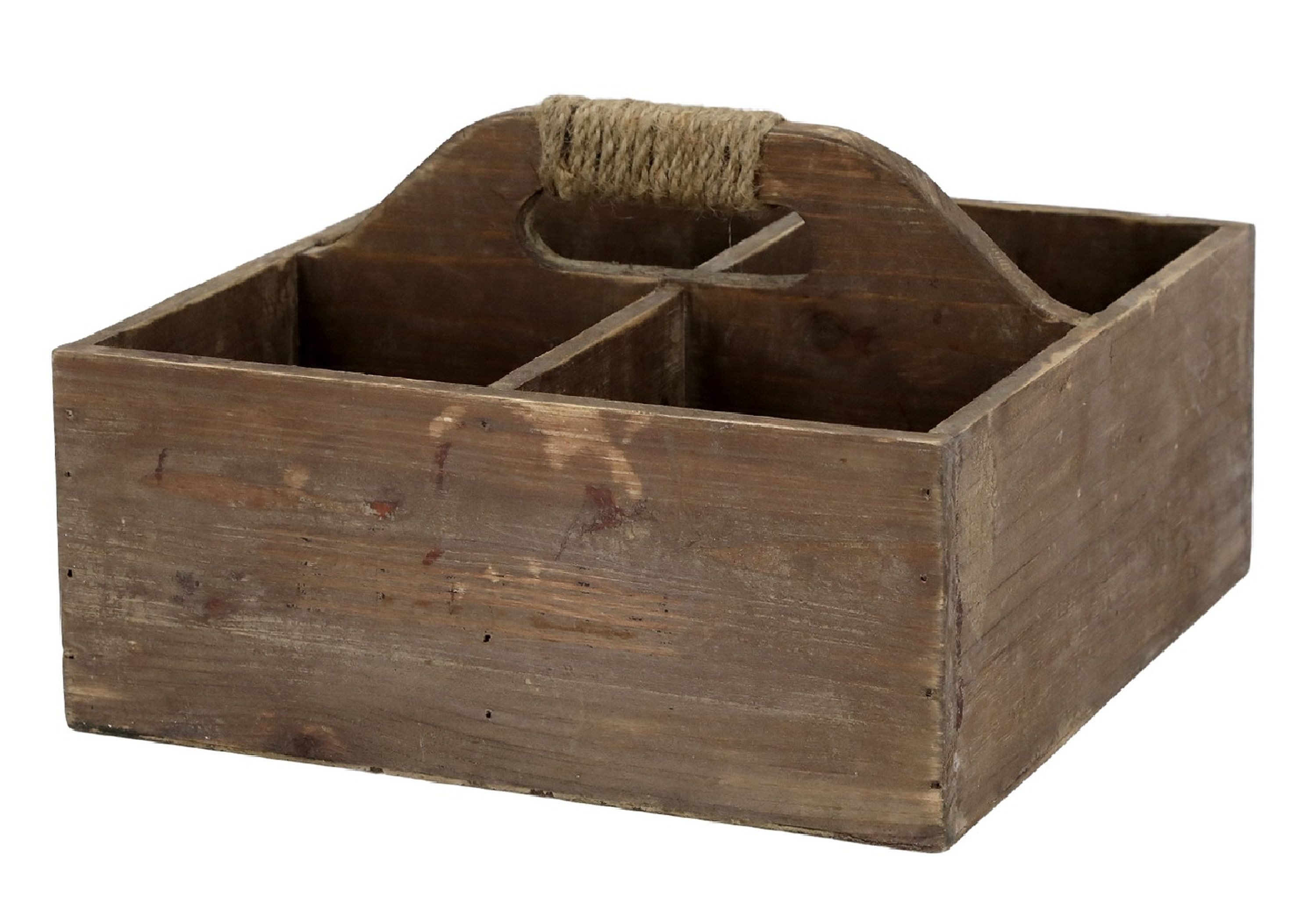 Chic Antique Holzkiste Chic Antique - Holzkiste 4 Fächer Holzkorb Kiste Korb Kasten Holz