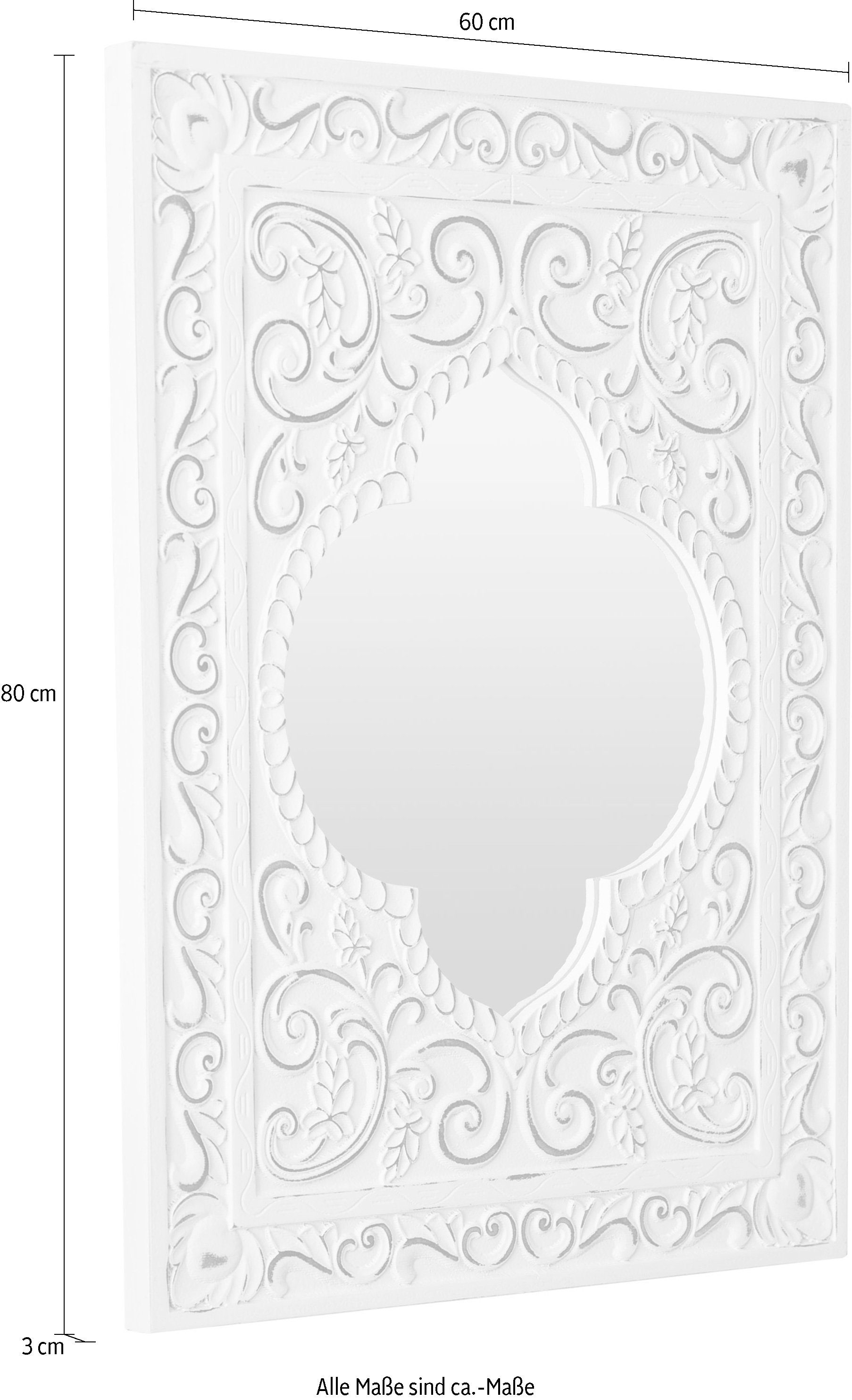 Orient Dekospiegel weiß, (1-St), my Felicitas Wandspiegel, rechteckig, Landhaus, Flair Optik