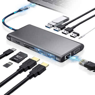 DOPWii USB C Hub 12 in 1 mit PD 87W,4K HDMI,3 USB Datenports Dockingstation Adapter, USB C Dock USB C Adapter Multiport Adapter für MacBook