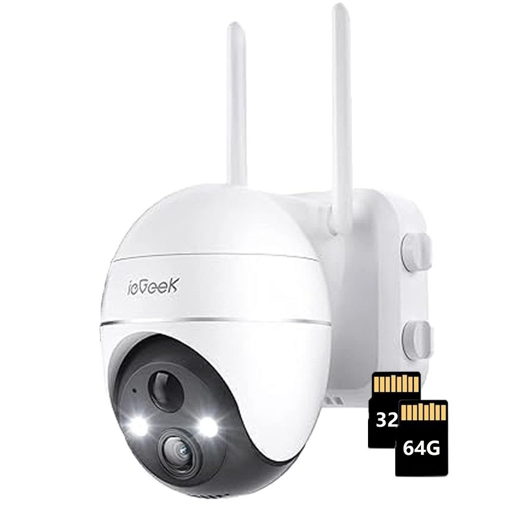 ieGeek Überwachungskamera 5MP FHD Überwachungskamera Aussen Akku Kabellose WLAN (Aussen, Außenbereich, außen, Farbige Nachtsicht, Alexa-kompatibel, 2-Wege-Audio, 1-tlg., WLAN Kamera PIR Bewegungserkennung Außenkamera, Licht-und Tonalarm 4DBi WLAN-Antenne 4-facher Digitalzoom)