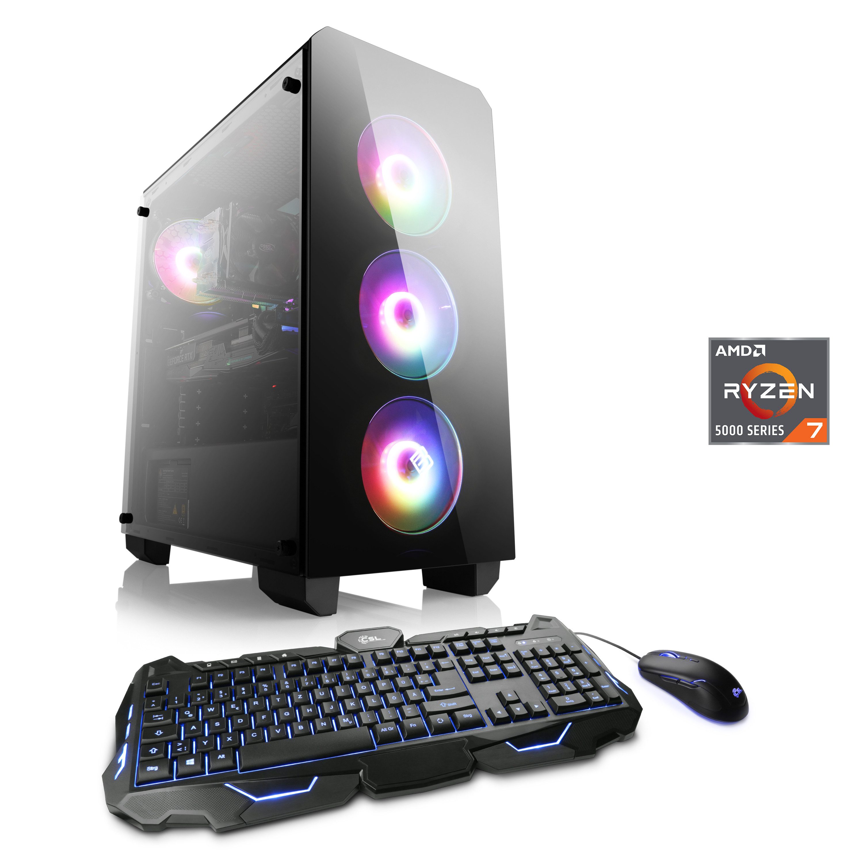 CSL Theseus V24622 Gaming-PC (AMD Ryzen 7 5700X, GeForce RTX 3060, 64 GB RAM, 2000 GB SSD, Luftkühlung)
