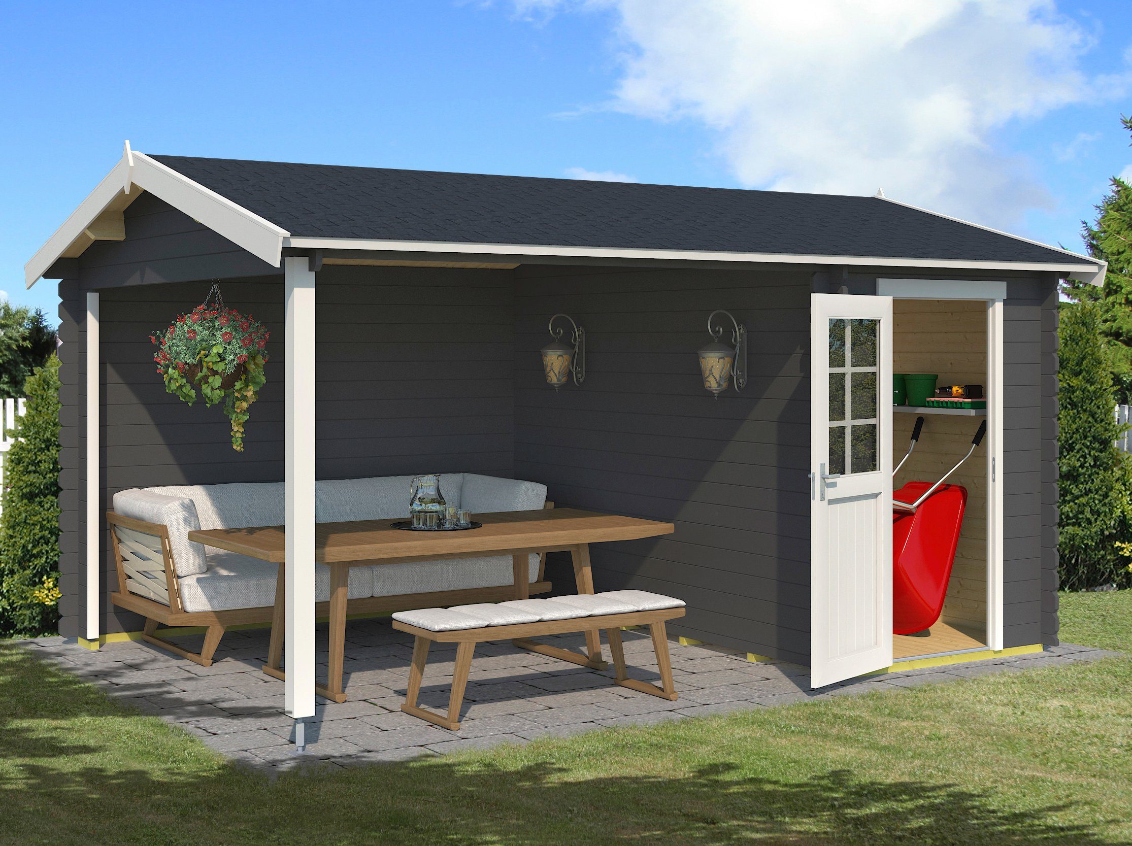 LASITA MAJA Gartenhaus Wibo, BxT: 465x338 cm, (Set), mit Anbau