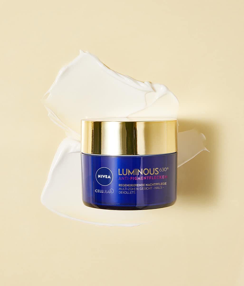 Nivea Nachtcreme LUMINOUS630 ANTI-PIGMENTFLECKEN, mit Hyaluronsäure, Creme-Textur, für alle Hauttypen