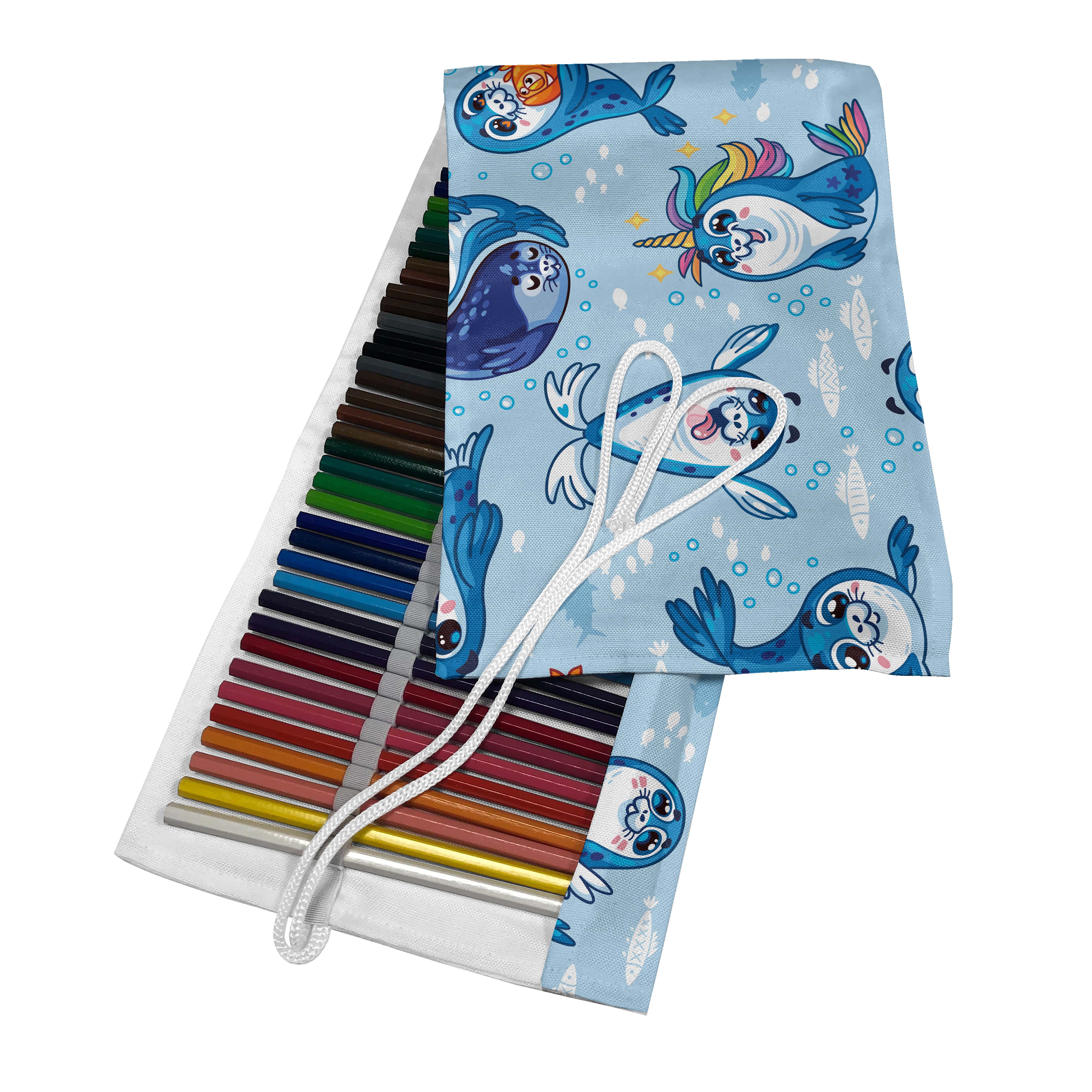 tragbar und Blau Segeltuch Weiß Kids Abakuhaus Cartoon-freundliches Marigold Siegel Stiftablage langlebig Federmäppchen Organizer,