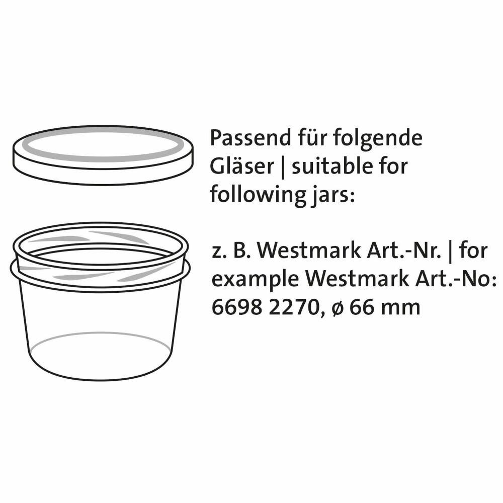 WESTMARK Einmachglas 15 Schraub-/Twist-Off-Deckel für Einmachgläser, rund, ø 66 mm, Weißblech – Bild 2 von 5