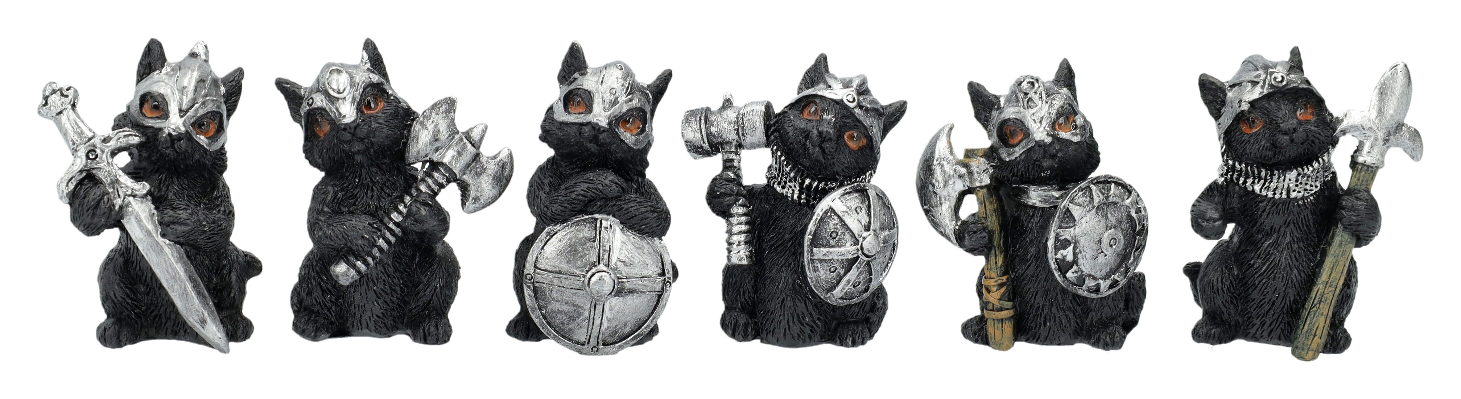 Figuren Shop GmbH Dekofigur Mittelalter Katzen Figuren – Ritter Dekofigur Set 6er Pack Fantasy
