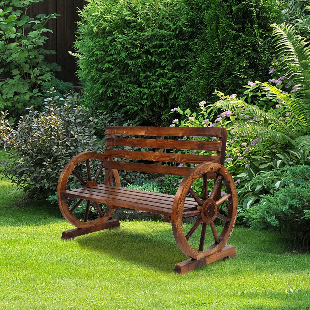 LEADZM Gartenlounge-Bank Gartenbank, Holzbank, Bank mit Rücken- & Armlehnen, Gartenbank