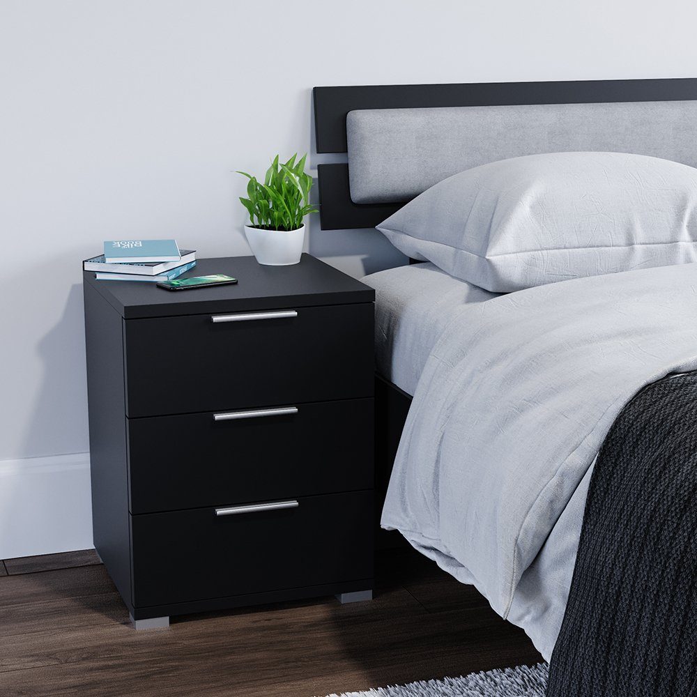 Vicco Nachtschrank Florenz, Schwarz, 46.2 x 60 cm