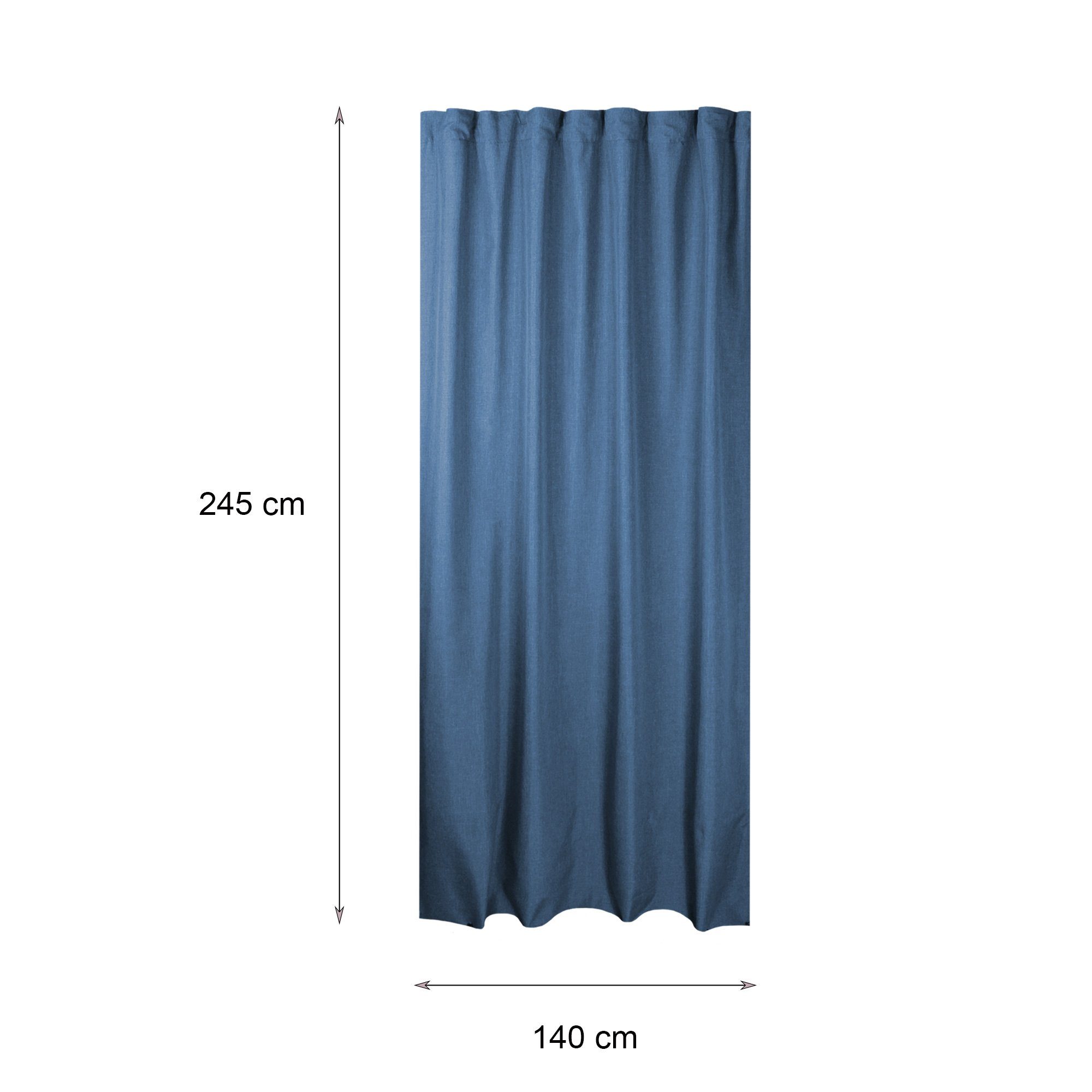 Gardine Vorhang Kräuselband 140x245 cm Leinenoptik und blickdicht Struktur Blau Deko, uni, Haus Polyester blickdicht, St), Kräuselband (1