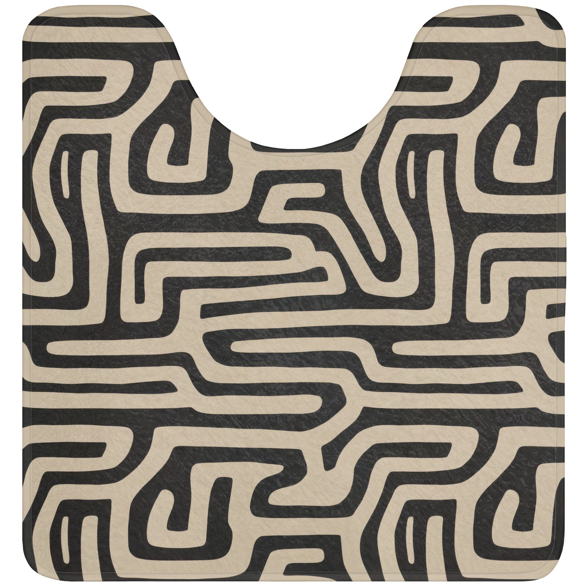 OnlyWow WC-Vorleger Grafik - Linien - Schwarz, Höhe 10 mm, Polyester, U-Form, Vorleger mit Ausschnitt, Toilettenvorleger, Toilettenteppich