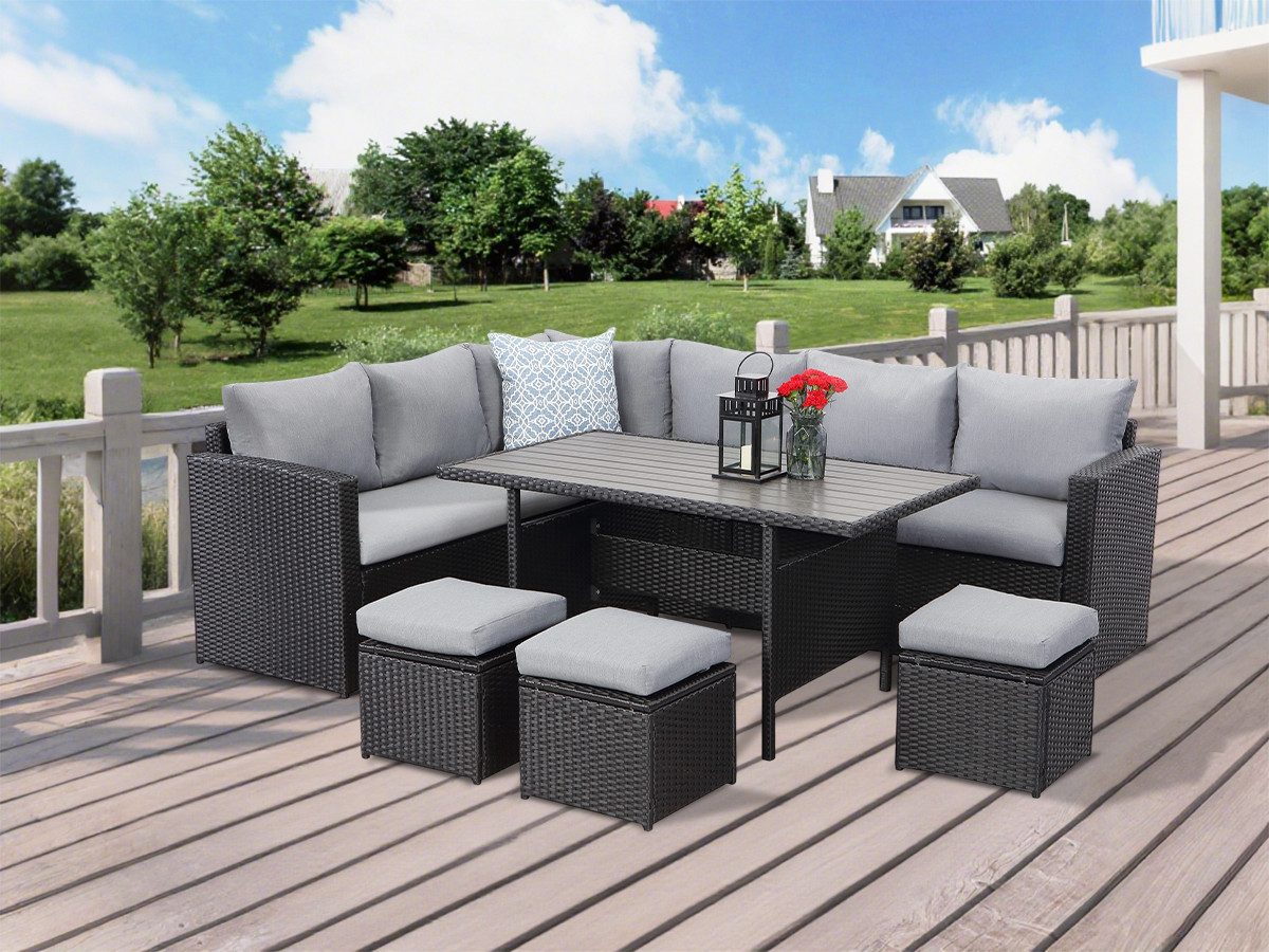 MeXo Gartenlounge-Set XXL mit Esstisch, Ecklounge günstig online kaufen