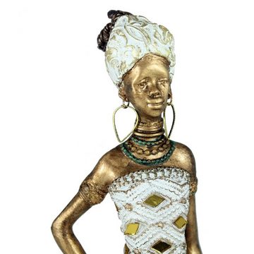 colourliving Afrikafigur Afrika Deko Figur Frau mit Hand auf der Hüfte Afrikanische Dekofiguren, handbemalt