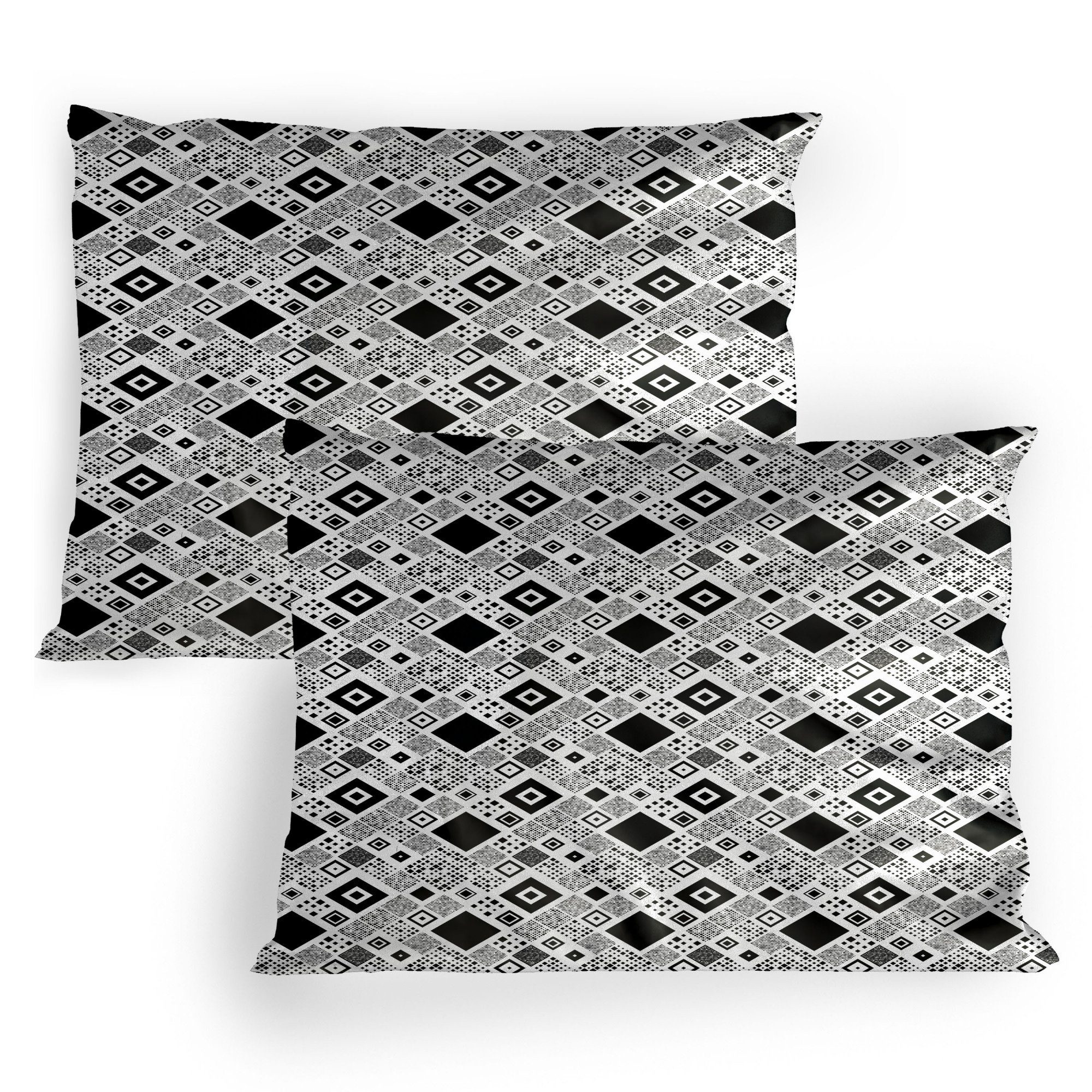 Kissenbezüge Dekorativer Standard Gedruckter Kissenbezug, Abakuhaus (2 Stück), Schwarz-Weiss Big Little Squares