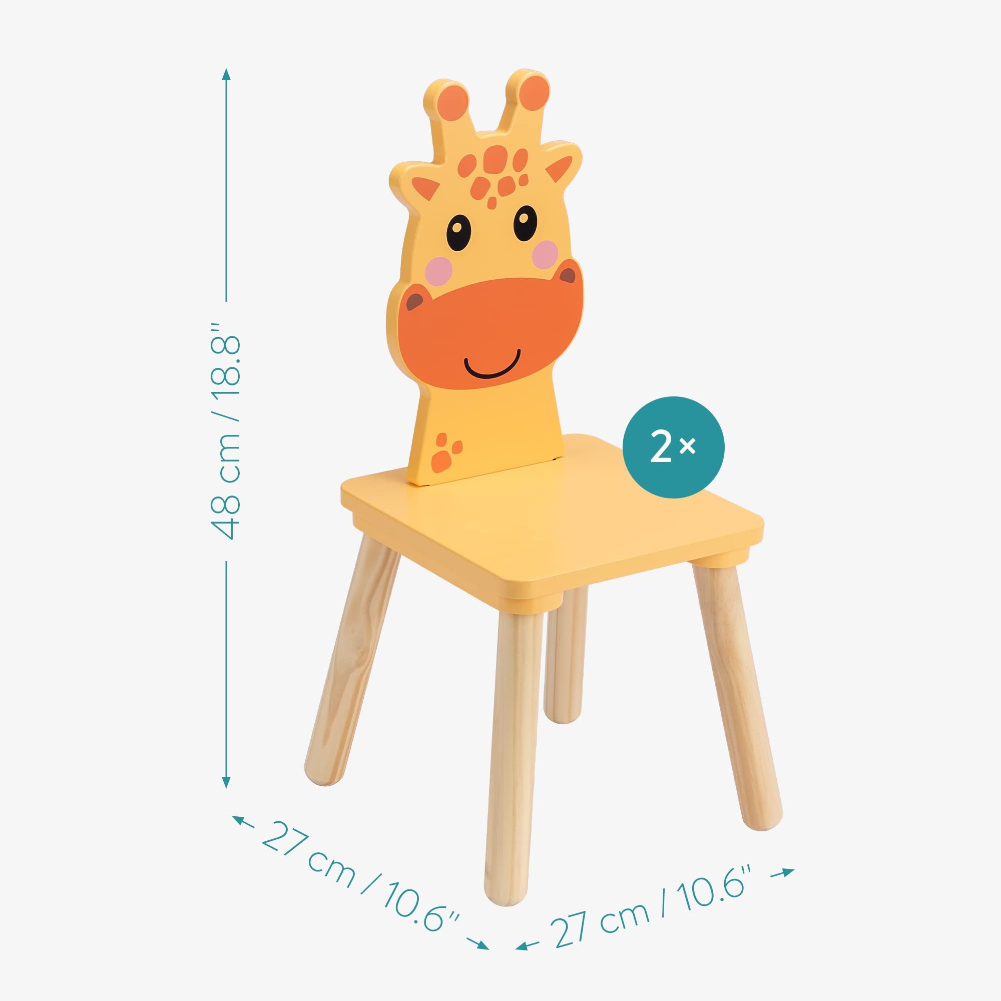 Navaris Kindersitzgruppe Navaris Kindersitzgruppe Giraffe aus Holz Orange – Bild 5 von 5