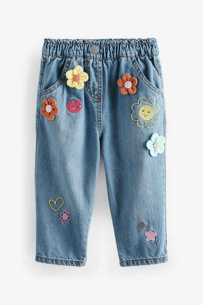 Next Mom-Jeans Mom-Jeans mit plastischer Blume (1-tlg)