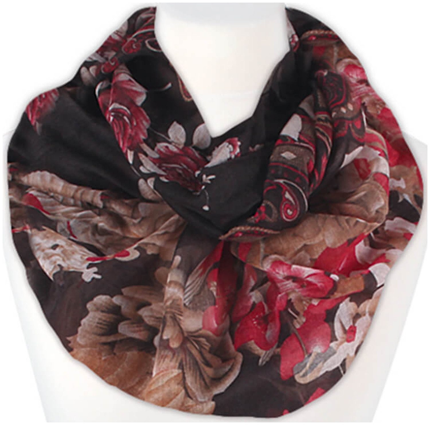 chic4home Loop Trend Twist, (1-St. 1-teilig), Damen Loop-Schal Schlauchschal Blumen-Paisley Muster