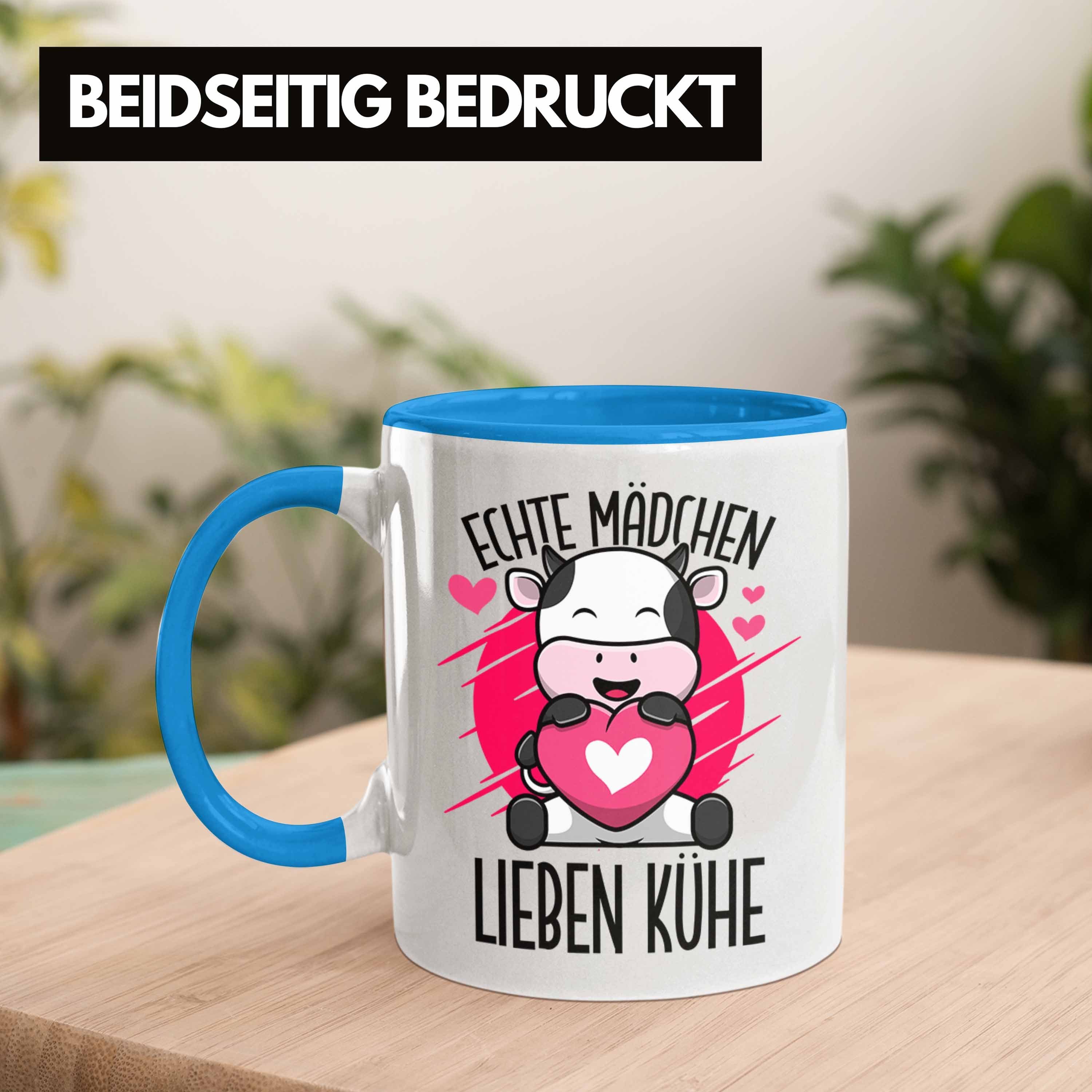 Liebhaber Trendation Tasse Blau Kühe Tasse Mädchen Kuh Geschenkidee Lustige für