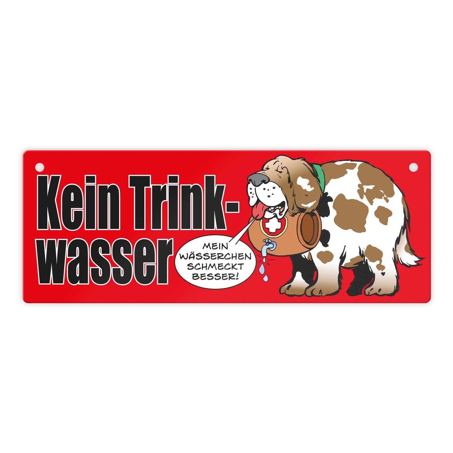 Metallschild Kein Trinkwasser Metallschild in rot mit Schweizer Alpenhund
