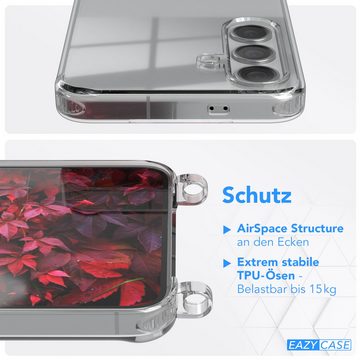 EAZY CASE Handykette Silikon Kette Karabiner für Samsung Galaxy S24 6,2 Zoll, Smartphonekette Cover Silikonhülle Umhängetasche Burgundy Rot Beere